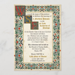 Tarjeta de invitación a bodas de manuscrito mediev