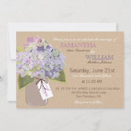Tarjeta de invitación a bodas rusticas Hydrangea B