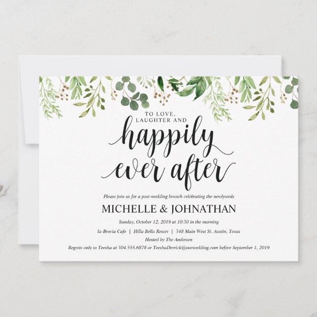 Tarjeta de invitación a brunch para Boda Post Gree (Anverso)