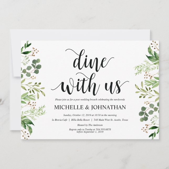 Tarjeta de invitación a brunch para Boda Post Gree (Anverso)