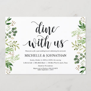 Tarjeta de invitación a brunch para Boda Post Gree