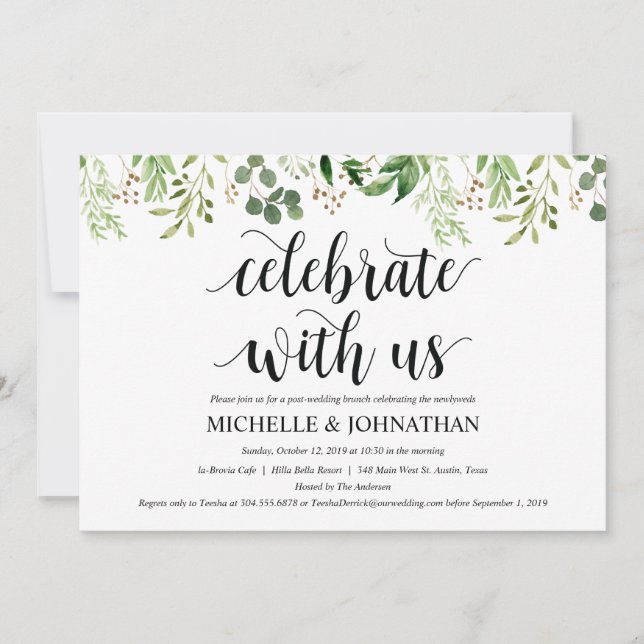 Tarjeta de invitación a brunch para Boda Post Gree (Anverso)