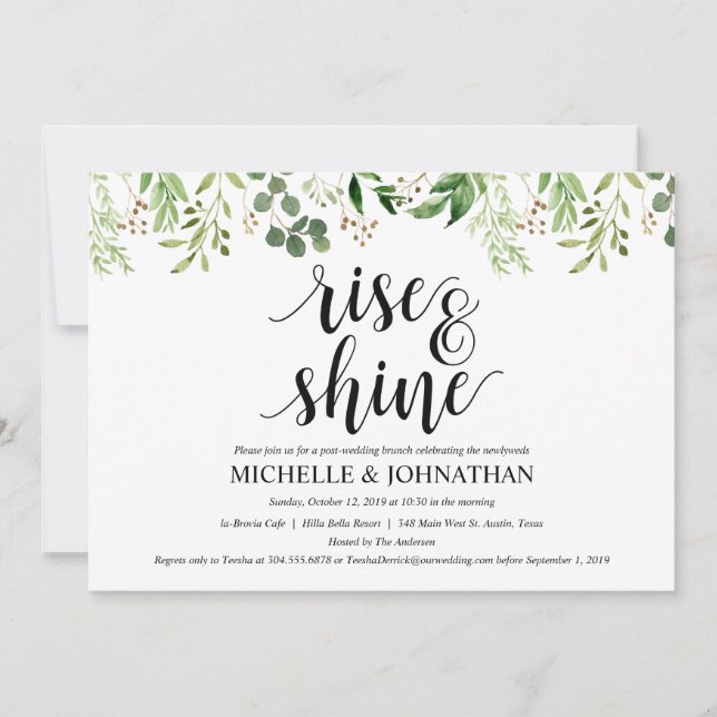 Tarjeta de invitación a brunch para Boda Post Gree (Anverso)