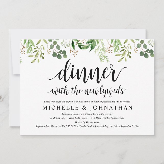 Tarjeta de invitación a brunch para Boda Post Gree (Anverso)