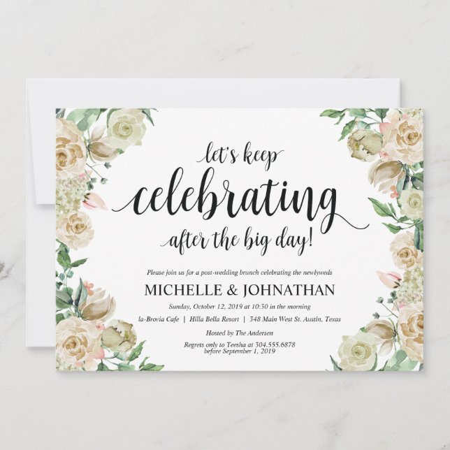 Tarjeta de invitación a brunch para el Boda de la  (Anverso)
