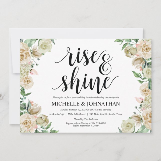 Tarjeta de invitación a brunch para el Boda de la  (Anverso)