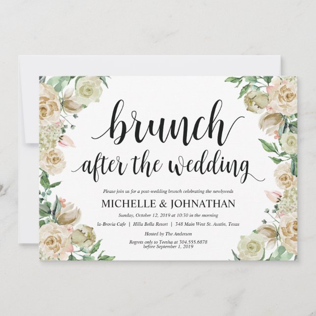 Tarjeta de invitación a brunch para el Boda de la  (Anverso)