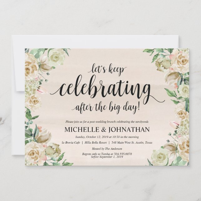 Tarjeta de invitación a brunch para el Boda de la  (Anverso)