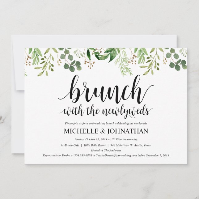 Tarjeta de invitación a brunch para el Boda Post G (Anverso)