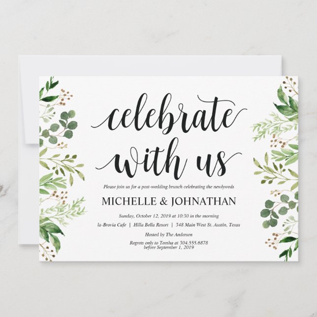 Tarjeta de invitación a brunch para el Boda Post G (Anverso)
