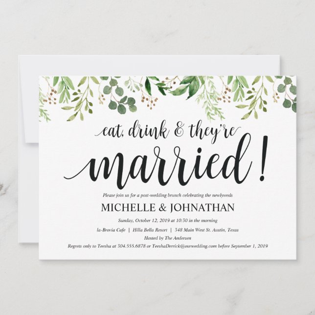 Tarjeta de invitación a brunch para el Boda Post G (Anverso)