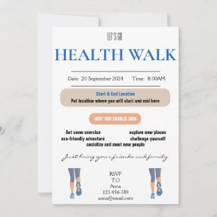 Tarjeta de invitación a caminar por la salud