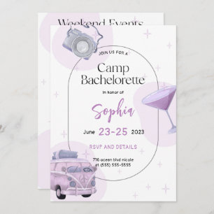 Tarjeta de invitación a camping Bachelorette Party