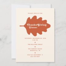 Tarjeta de invitación a cena de Acción de Gracias