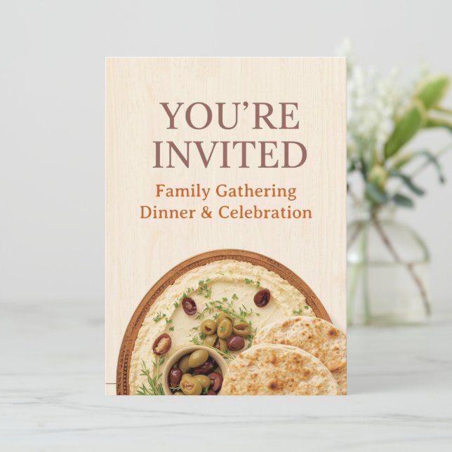 Tarjeta de invitación a cena de Oriente Medio (Anverso de pie)