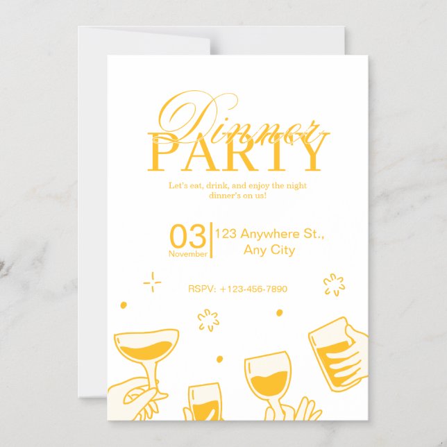 Tarjeta de Invitación a Cena Personalizable (Anverso)