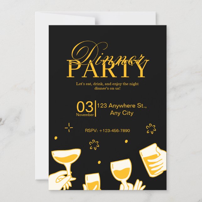 Tarjeta de Invitación a Cena Personalizable (Anverso)
