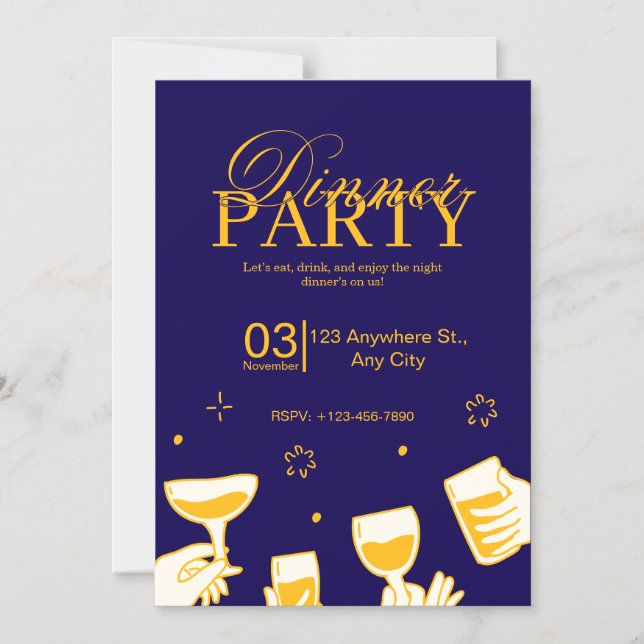 Tarjeta de Invitación a Cena Personalizable (Anverso)