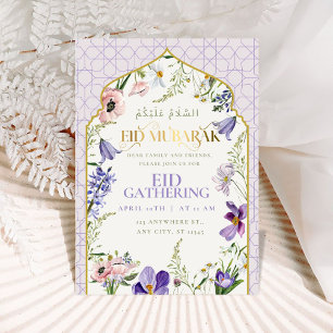 Tarjeta de invitación a Eid Floral Purple Lilac