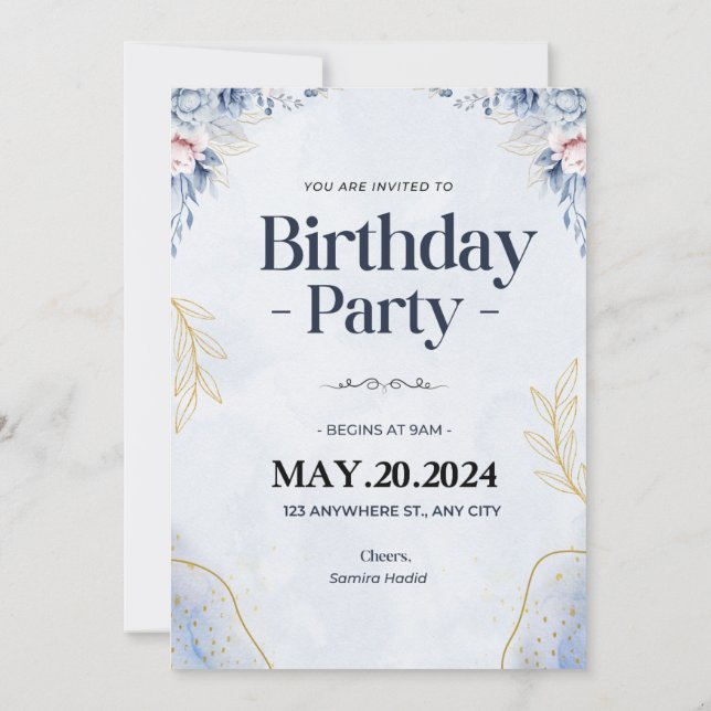 Tarjeta de Invitación a Fiesta de Cumpleaños (Reverso)