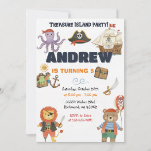 Tarjeta de Invitación a Fiesta de Cumpleaños Pirat