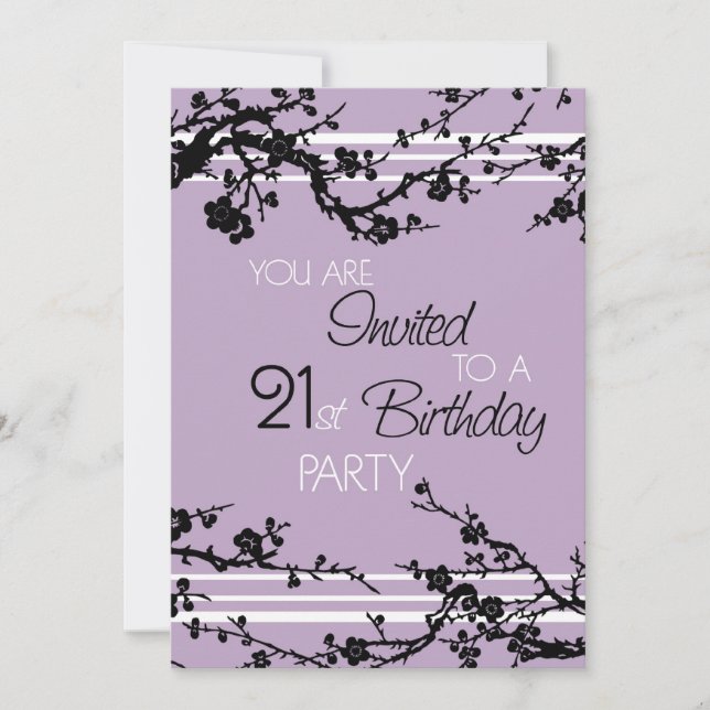 Tarjeta de invitación a fiesta de cumpleaños Purpl (Anverso)