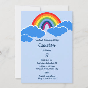 Tarjeta de invitación a fiesta de cumpleaños Rainb
