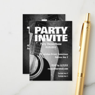 Tarjeta de invitación a fiesta de GUITARRA de músi
