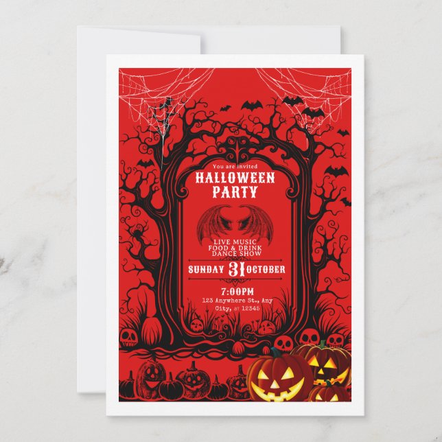 Tarjeta de invitación a fiesta de Halloween 2024 (Anverso)