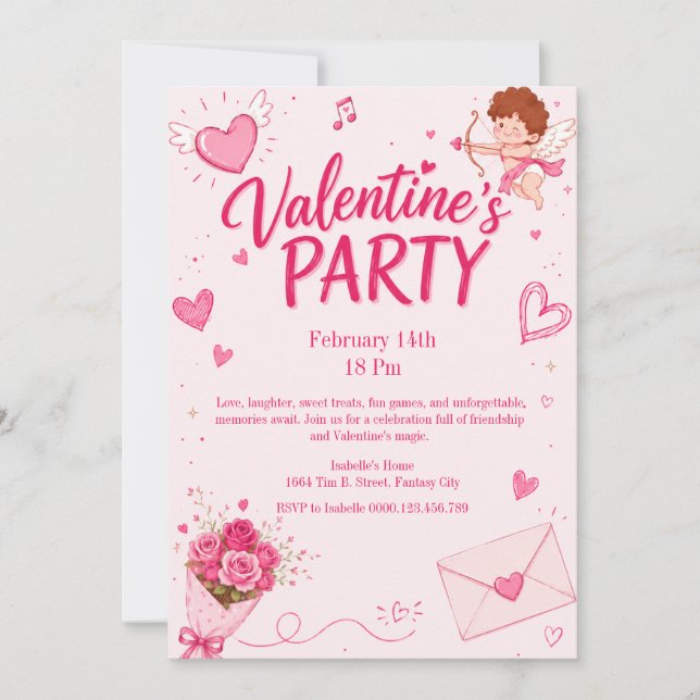 Tarjeta de Invitación a Fiesta de San Valentín de  (Anverso)
