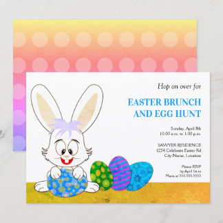 Tarjeta de invitación a fiesta del conejo de Pascu