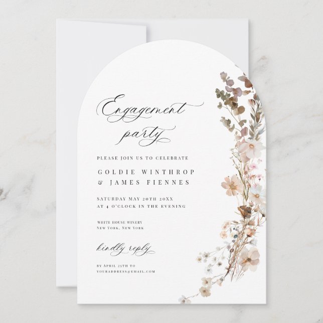 Tarjeta de invitación a flor silvestre del Boho En (Anverso)