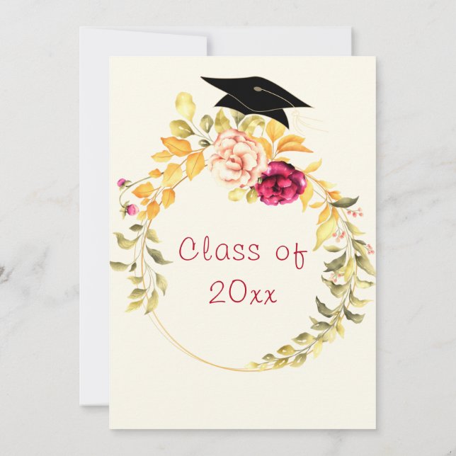 Tarjeta de invitación a graduación Rosa de acuarel (Reverso)
