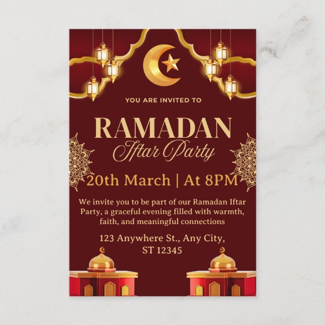 Tarjeta de Invitación a Iftar de Ramadán (Anverso)