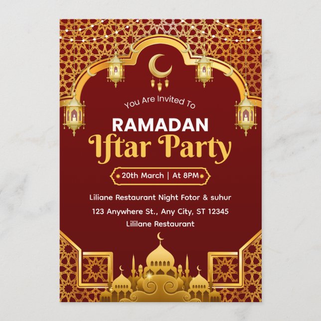 Tarjeta de invitación a Iftar de Ramadán (Anverso)
