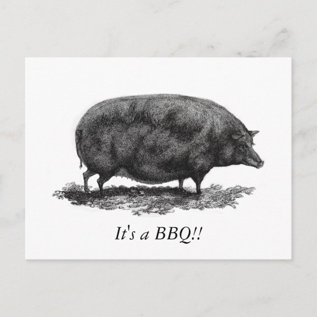 Tarjeta de invitación a la barbacoa de cerdo venad (Anverso)
