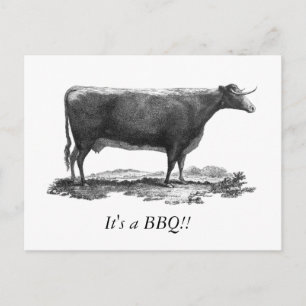 Tarjeta de invitación a la barbacoa para vacas de
