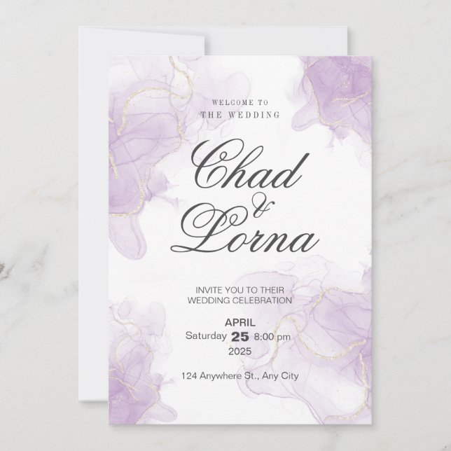 Tarjeta de invitación a la boda acuarela (Anverso)