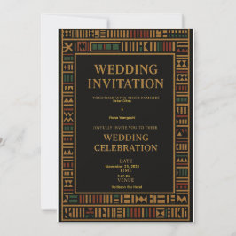 Tarjeta de invitación a la boda africana de kente