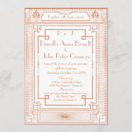 Tarjeta de invitación a la boda,Art Deco, blanco,