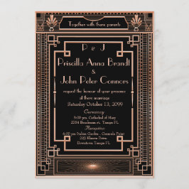 Tarjeta de invitación a la boda, Art Déco, negro,