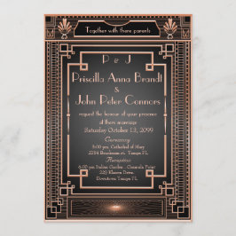 Tarjeta de invitación a la boda, Art Deco, negro,