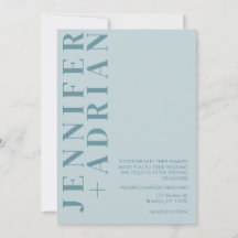 Tarjeta de invitación a la boda azul Pastel mínimo