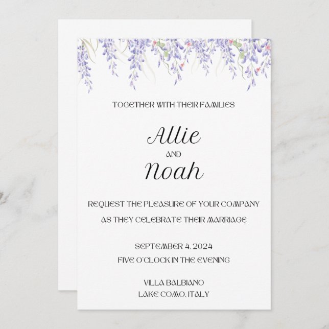 Tarjeta de invitación a la boda blanca simple y el (Anverso / Reverso)