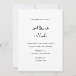 Tarjeta de invitación a la boda blanca simple y el