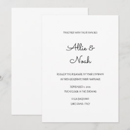 Tarjeta de invitación a la boda blanca simple y el