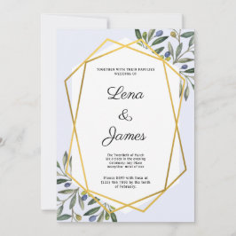 Tarjeta de invitación a la boda botánica blanca