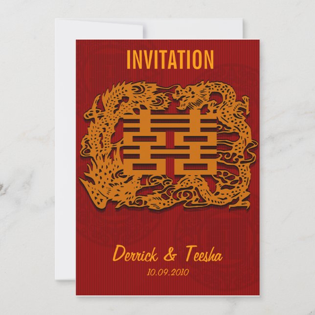 Tarjeta de invitación a la boda china (v1) (Anverso)