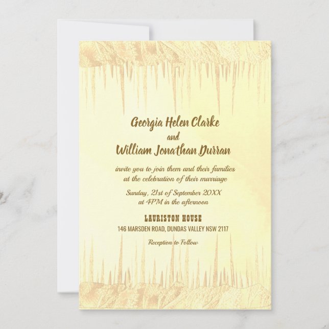 Tarjeta de invitación a la boda cíclica amarilla (Anverso)