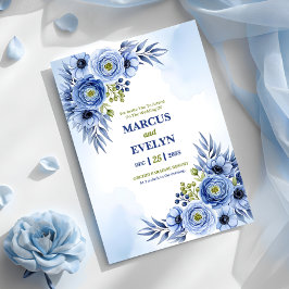 Tarjeta de invitación a la boda con flores silvest